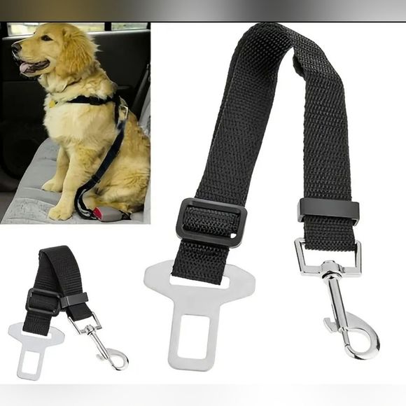 DOGS SEAT BELT ADAPTER. HOOKS TO HARNESS OR COLLAR. ADJUSTABLE. - Picture 5 of 6